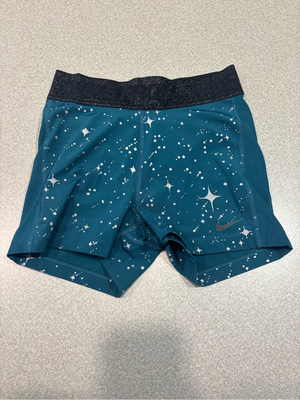 Nike Pro Teal Dri-FIT Shorts with Black Waistband